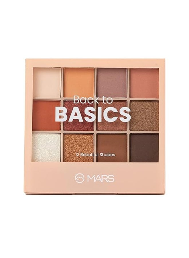 MARS 12 Shades Back to Basics Eyeshadow Palette with Free Applicator | Matte | Shimmer | Beginner Friendly & Long Lasting Eye Shadow Palette (14.4 gm) (Shade-02) - Image 2
